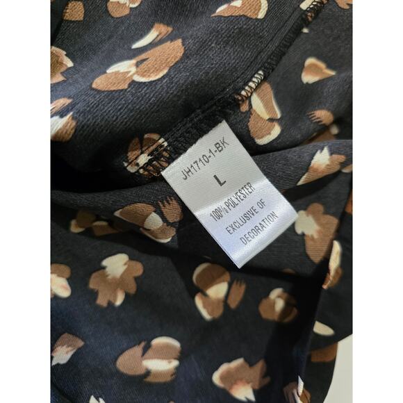 THML Women’s Black Brown Abstract Print Tassel Tie Blouse – Large - Picture 5 of 9